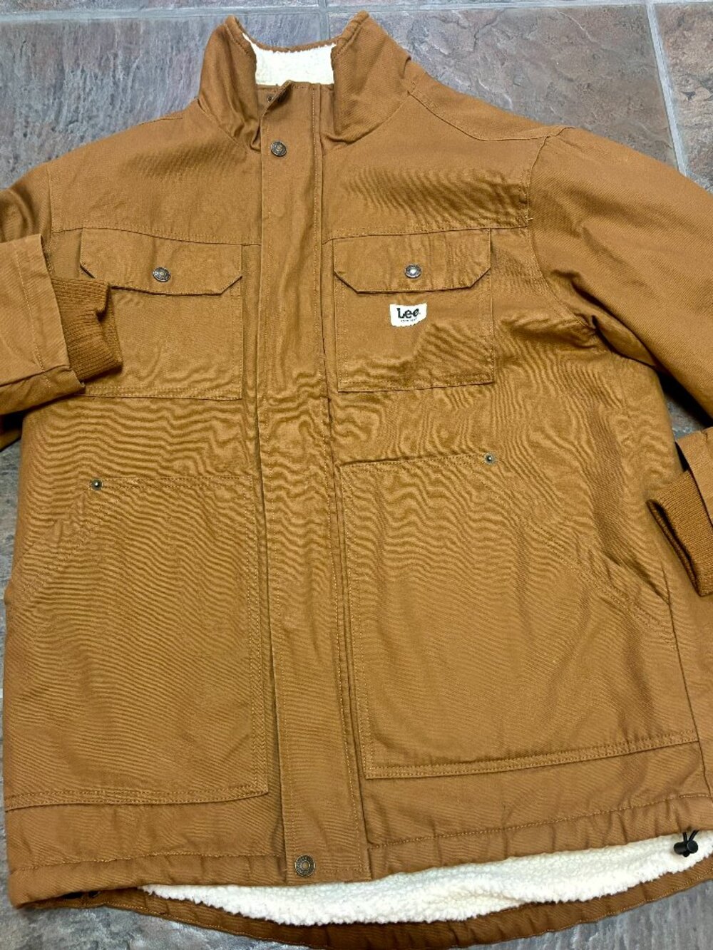 ~~Lee Mens Small Sherpa Lined Canvas Workwear Jacket..VGUC!!!! Durable brown ca